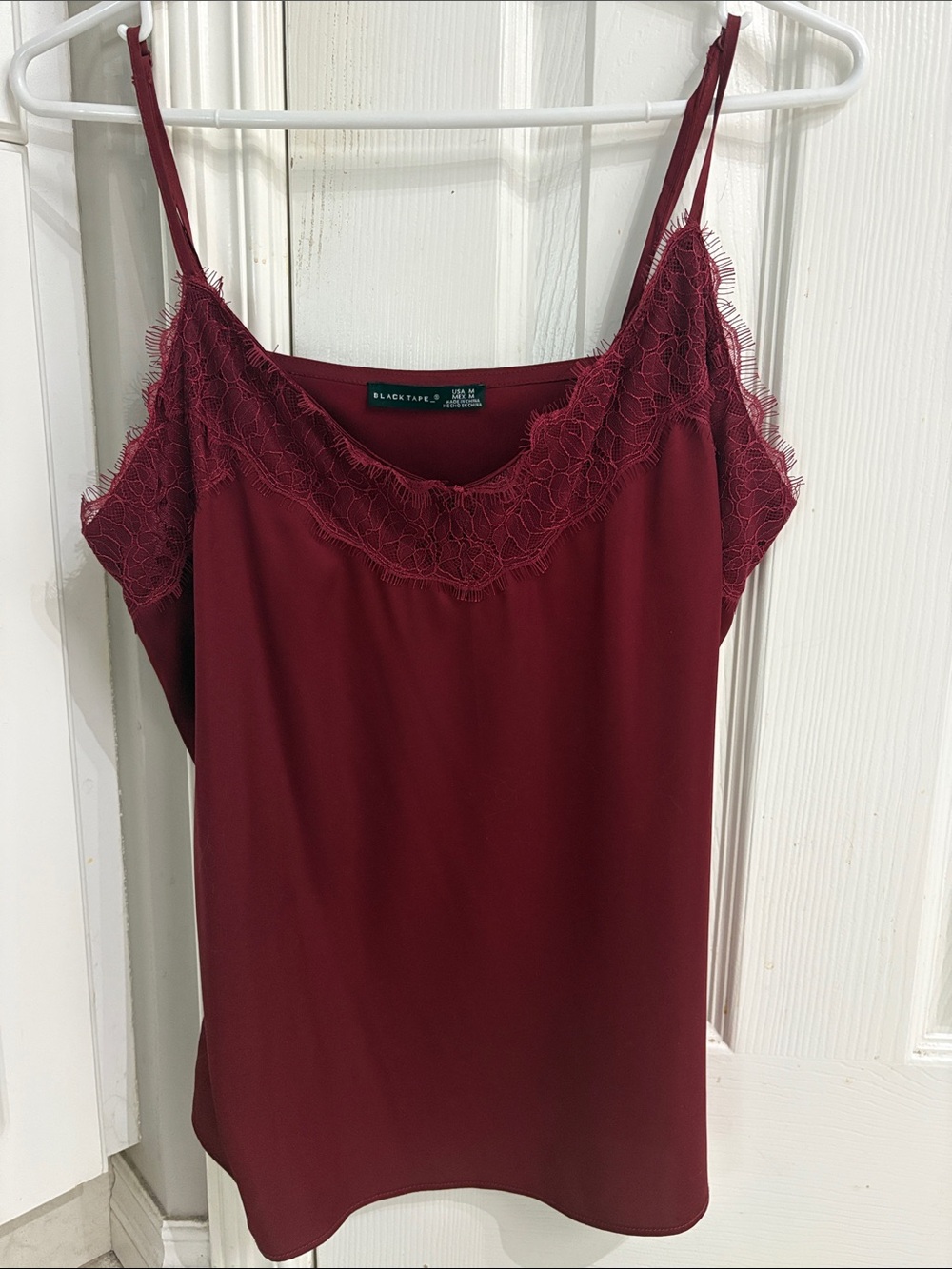 Black Tape_ Wine Lace Trim Camisole